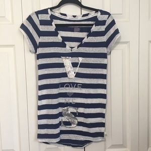 Victoria’s Secret Striped Sequin T-shirt Size S
